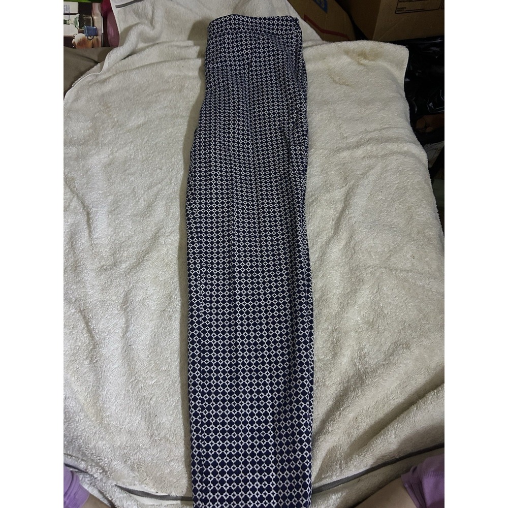 Talbots Chatham Ankle Pants Womens 8 Blue White Geometric Print Cropped Stretch